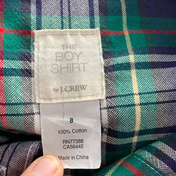 J. Crew Blue Plaid Boy Button Down Shirt Size 8 - Picture 8 of 8